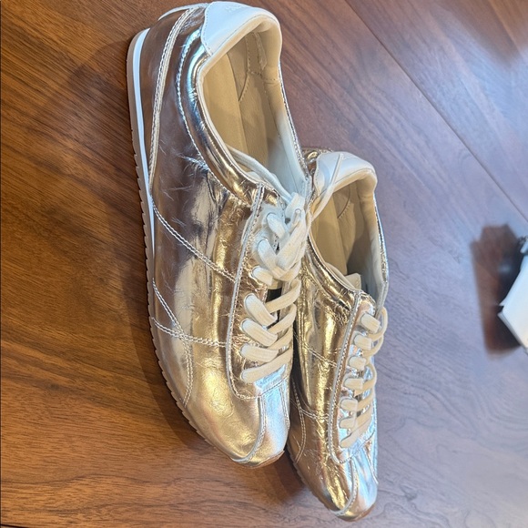 J. Crew Silver Metallic Sneakers with White Laces - Picture 2 of 4